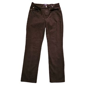 NYDJ Straight Leg Lift & Tuck Technology Brown Jeans Womens Size 14 Petite
